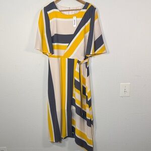 C Asymmetrical Dress in Yellow and Gray size Medium and new with tags